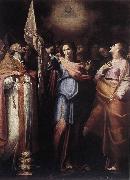 CAVAROZZI, Bartolomeo St Ursula and Her Companions with Pope Ciriacus and St Catherine of Alexandria g oil painting on canvas
